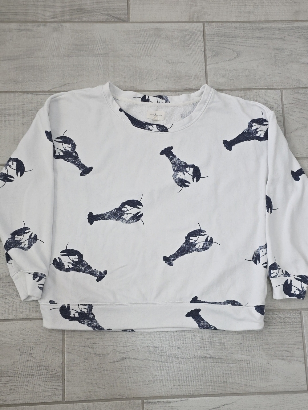 Lou & Grey Cropped Lobster Sweater Women's Size Medium Coastal Cozy